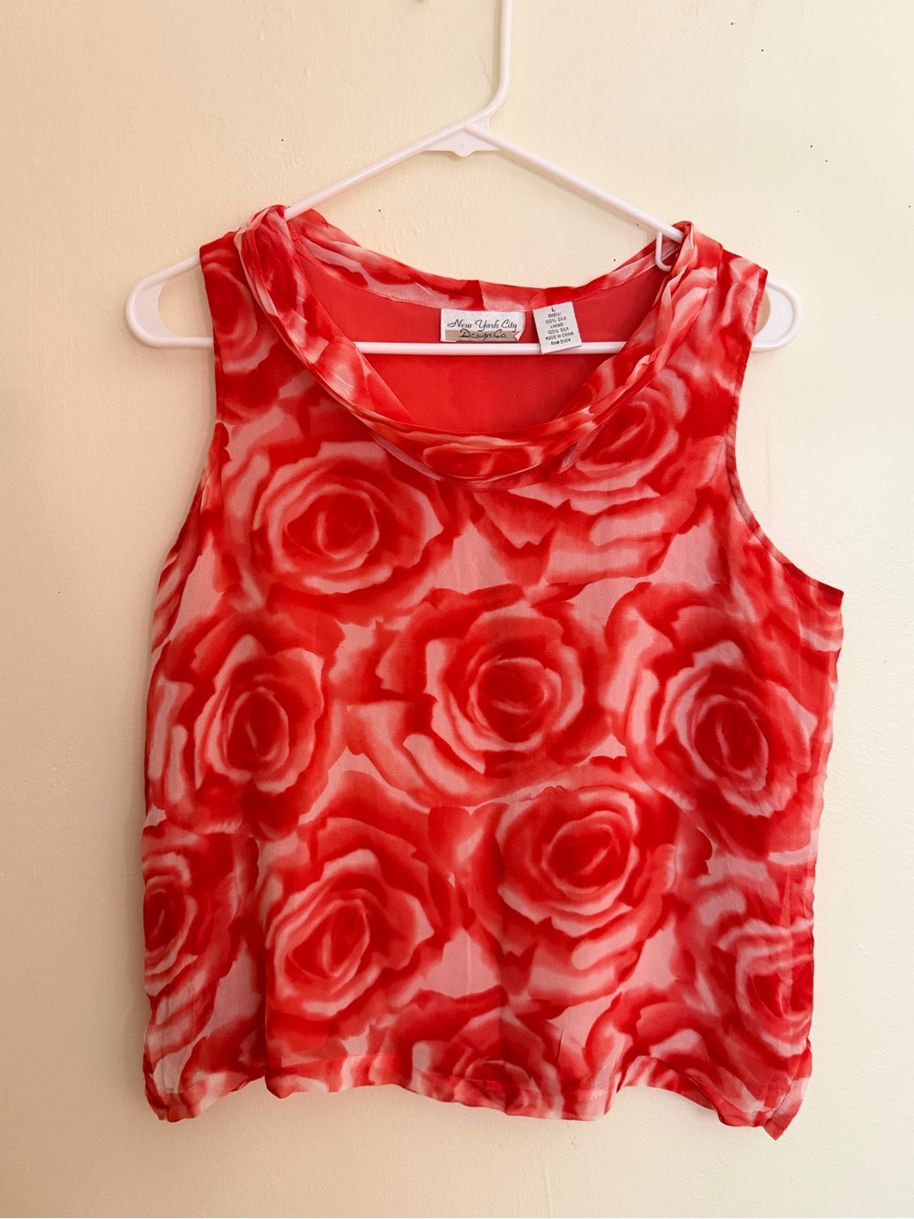 Red Rose Print Sleeveless Kids Dress Top